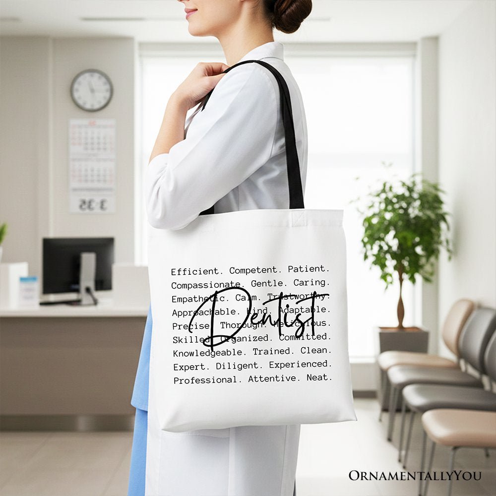 Dentist Definition Canvas Tote Bag, Dental Appreciation Words Gift Shopper