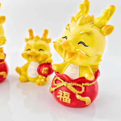 Dragon Figures Bobble Head Wealth Fortune Home Desk Decoration