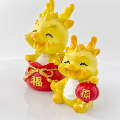 Dragon Figures Bobble Head Wealth Fortune Home Desk Decoration