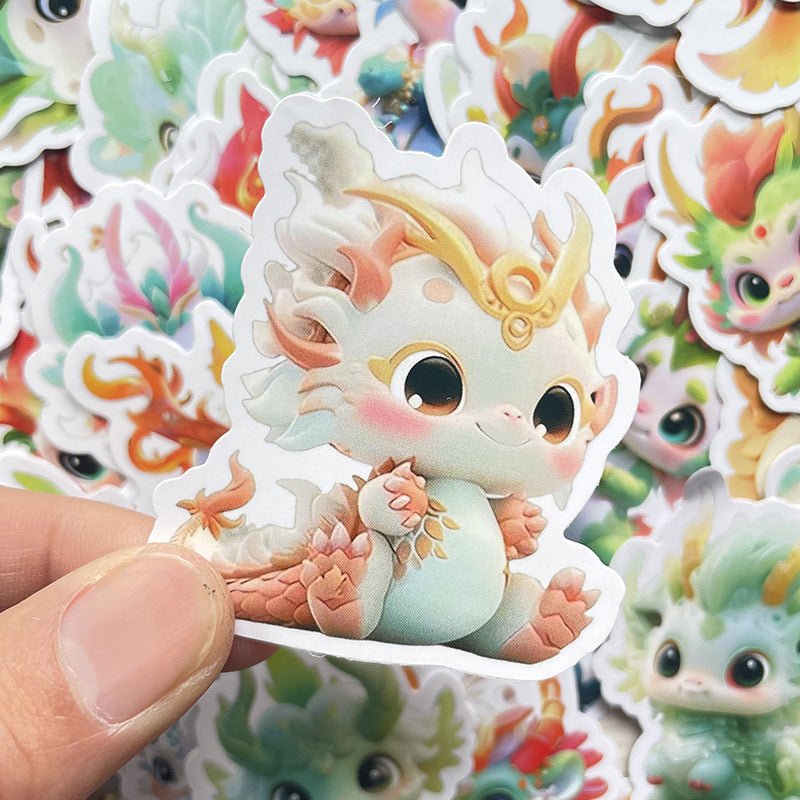 Dragon Stickers - 60 pcs Waterproof Non Fading Cute Cartoon Mythical Dragon Decor