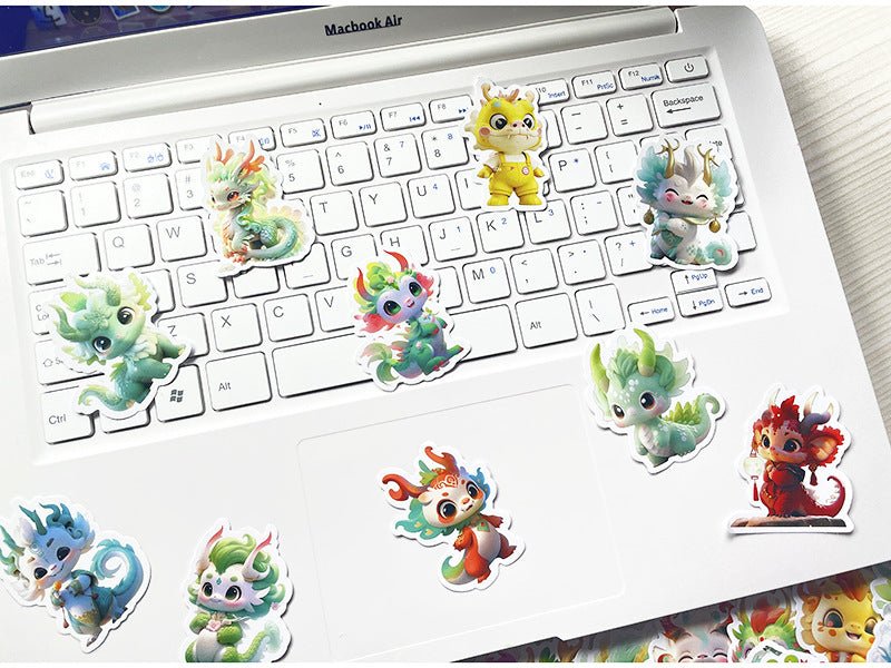 Dragon Stickers - 60 pcs Waterproof Non Fading Cute Cartoon Mythical Dragon Decor