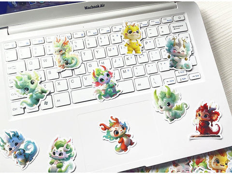 Dragon Stickers - 60 pcs Waterproof Non Fading Cute Cartoon Mythical Dragon Decor