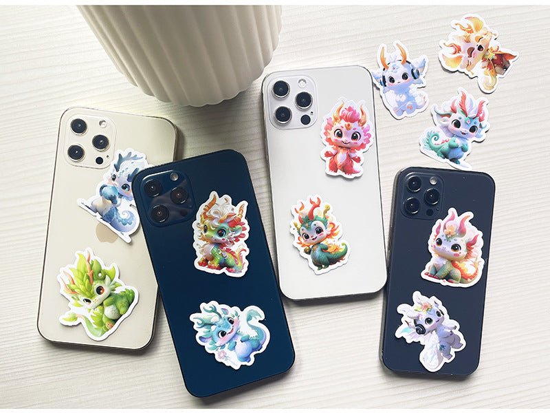 Dragon Stickers - 60 pcs Waterproof Non Fading Cute Cartoon Mythical Dragon Decor