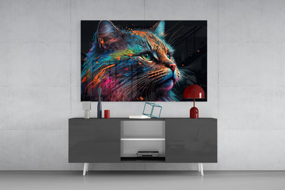 Colorful Cat Glass Wall Art  || Designers Collection