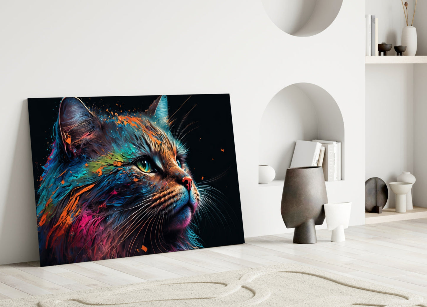 Colorful Cat Glass Wall Art  || Designers Collection