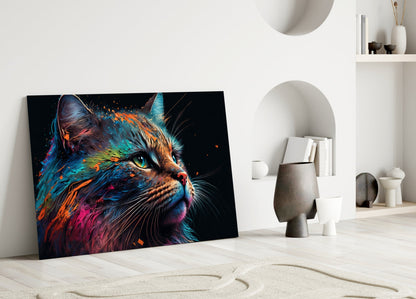 Colorful Cat Glass Wall Art  || Designers Collection
