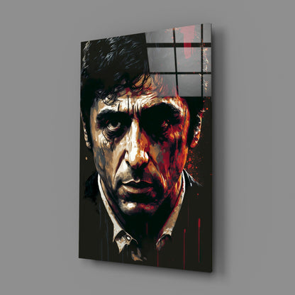 Crimson Drip Noir Actor Face Glass Wall Art
