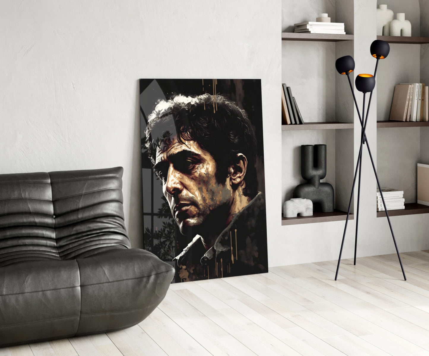 Golden Shadow Cigar Actor Glass Wall Art