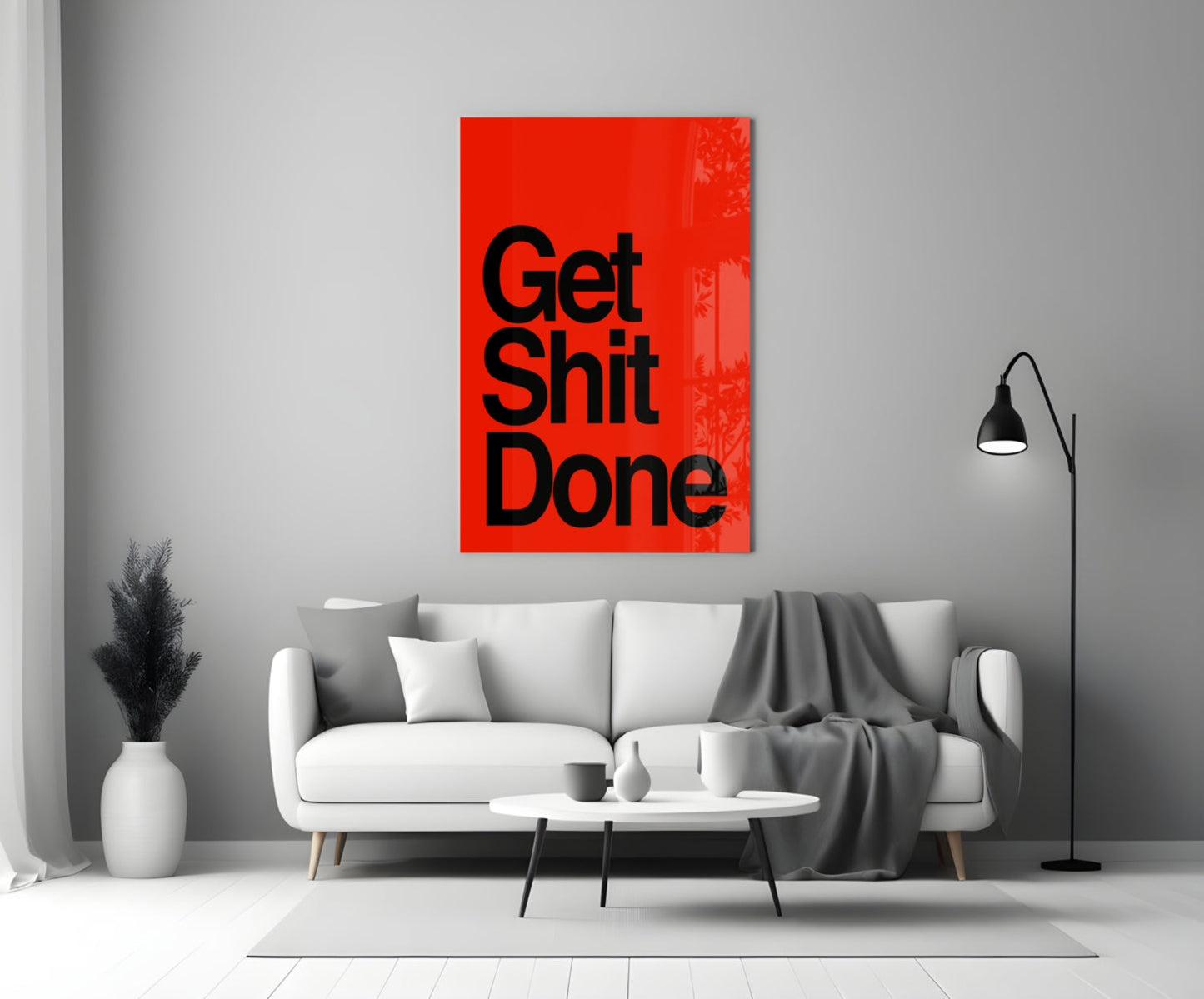 Get Shit Done Bold Red Glass Wall Art