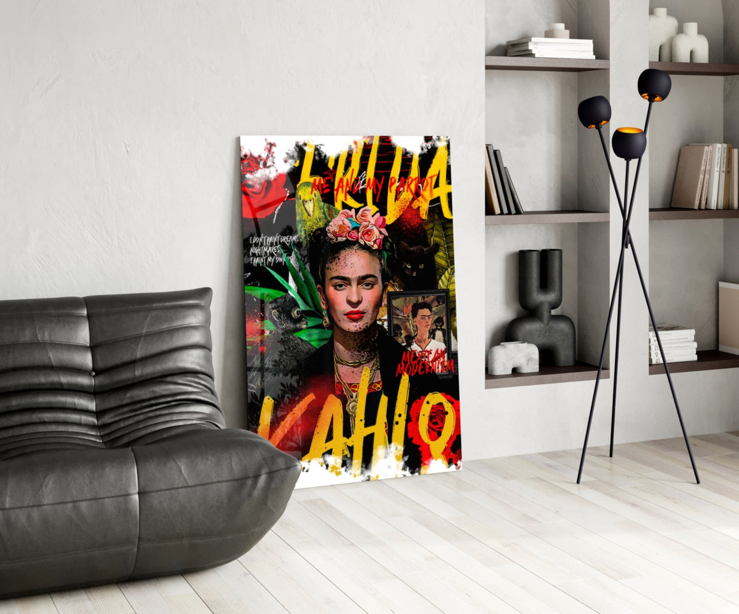 Flower Crown Woman Portrait Glass Wall Art || Designer Collection