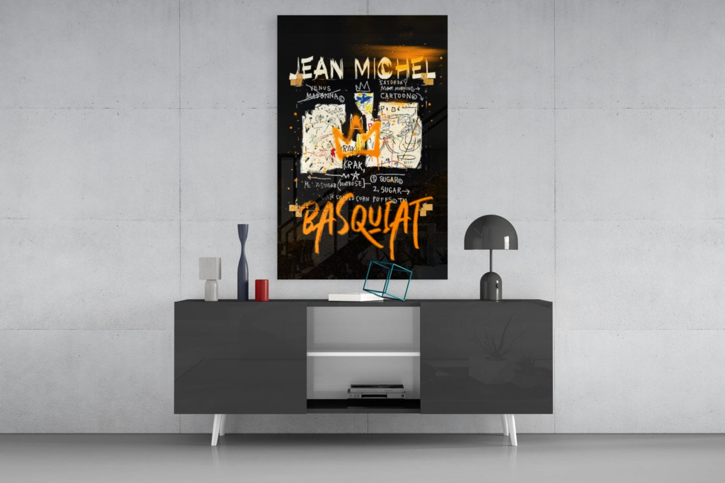 Orange Crown Cereal Graffiti Glass Wall Art