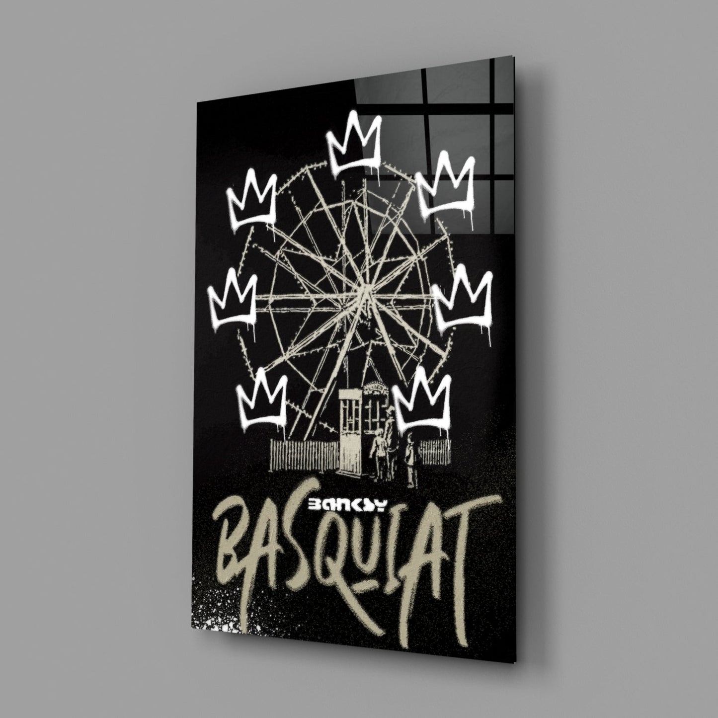 Street Stencil Meets Neo-Expressionist Glass Wall Art || Designer Collection