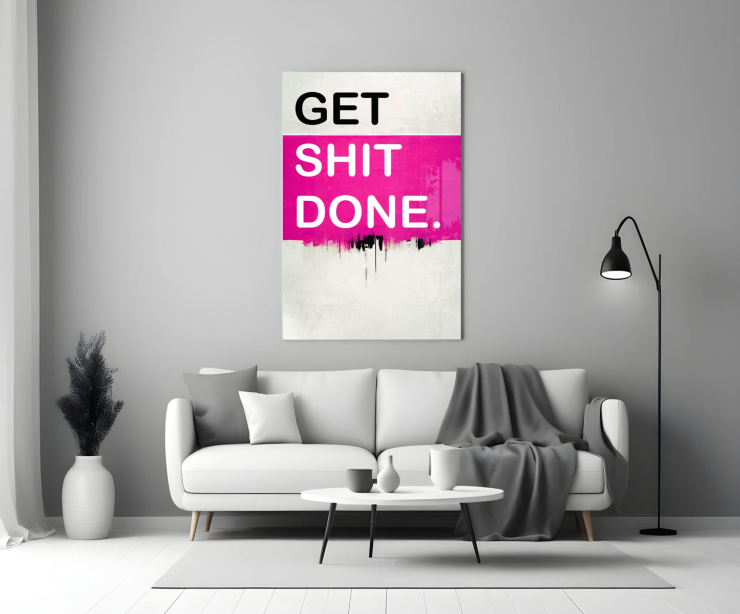 Hot Pink Block Motivation Typography Glass Wall Art