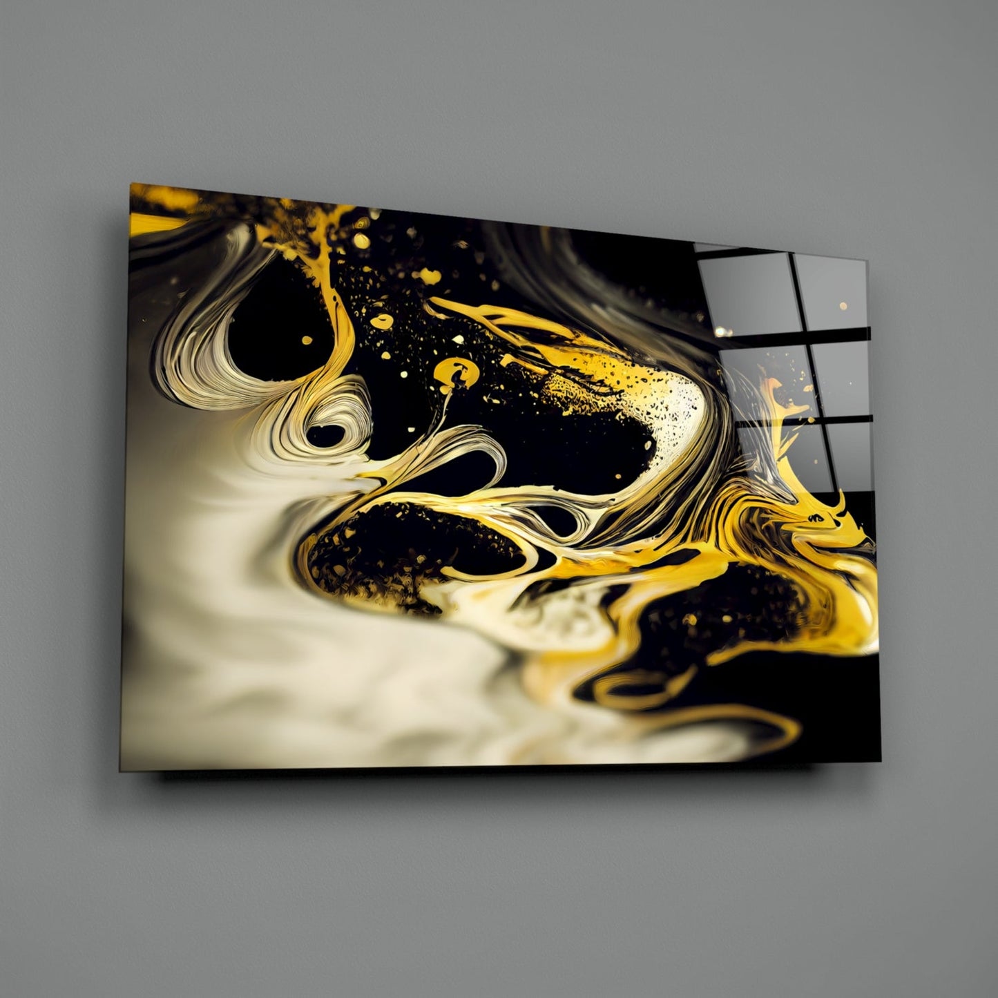 Golden Splash Glass Wall Art || Designer Collection