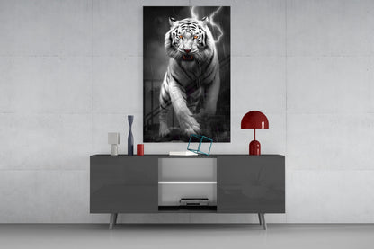 Tiger's Wrath Glass Wall Art || Designer Collection