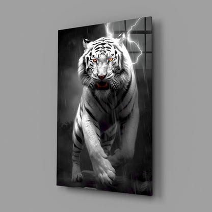 Tiger's Wrath Glass Wall Art || Designer Collection
