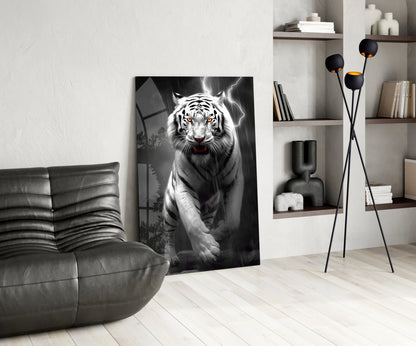 Tiger's Wrath Glass Wall Art || Designer Collection