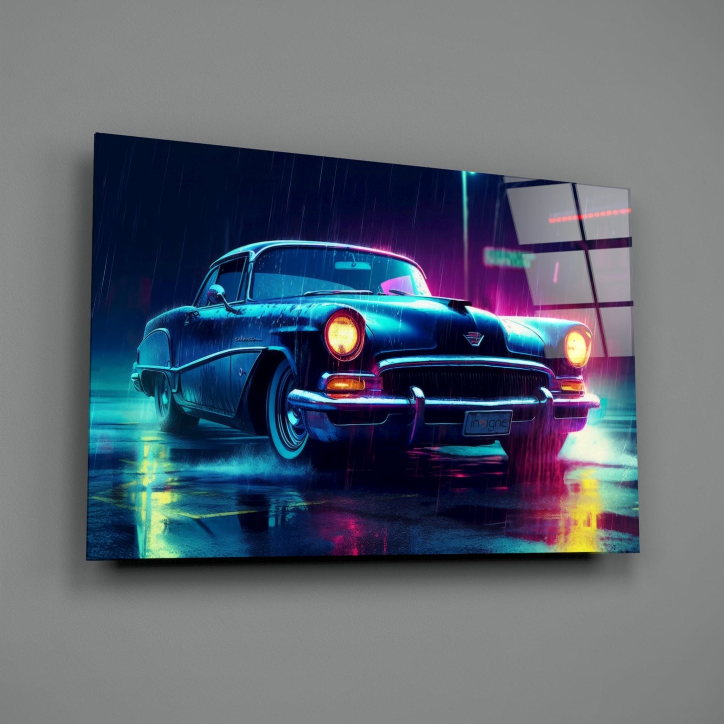 Vintage American Cruiser Glass Wall Art || Designer Collection