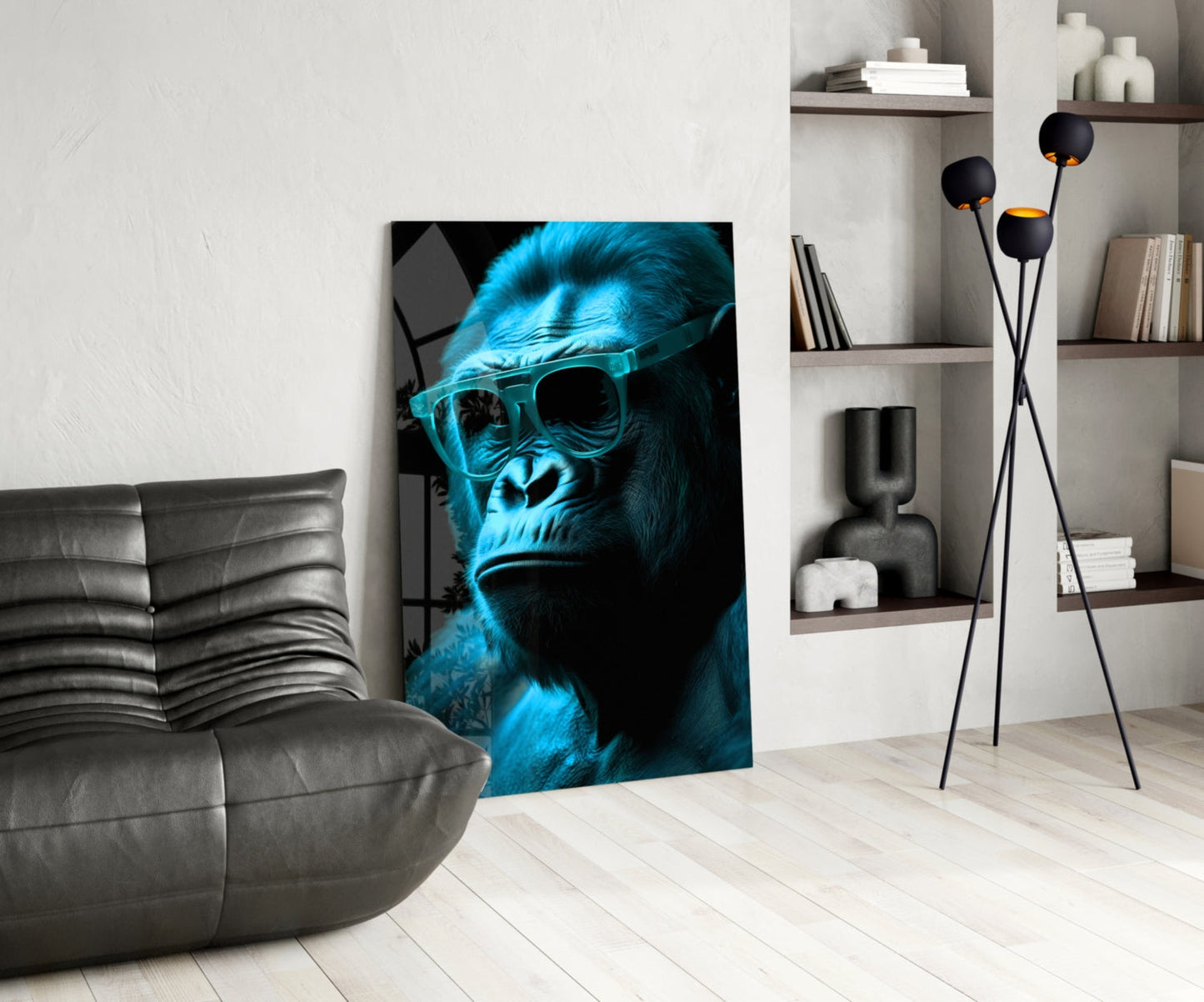 Ape the Thinker Glass Wall Art || Designer Collection