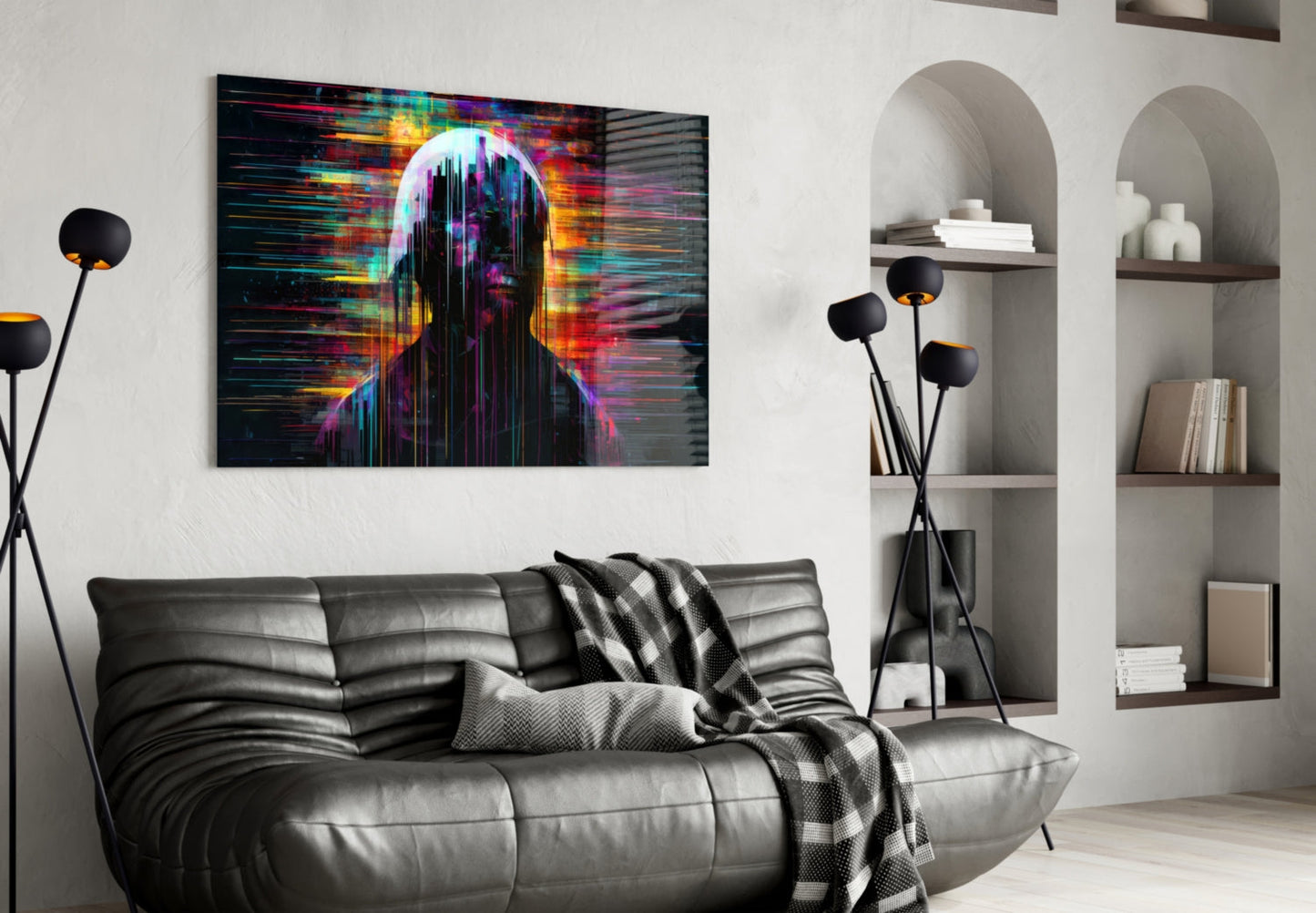 Shadow of Color Sticks Glass Wall Art || Designer Collection