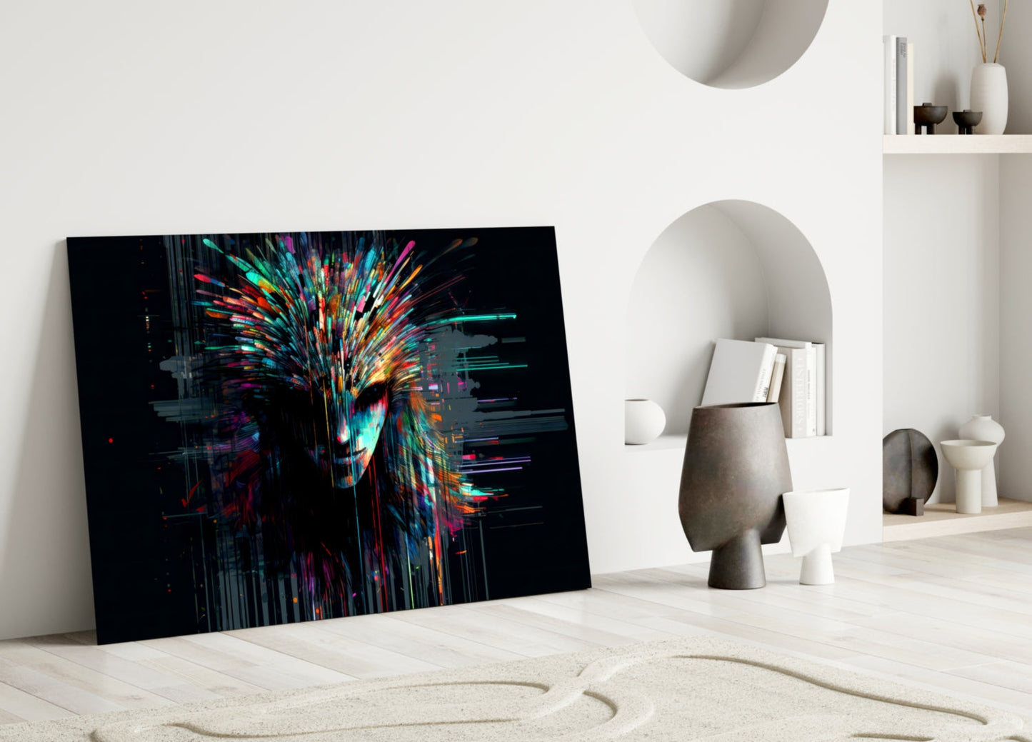 Face of Color Sticks Glass Wall Art || Designers Collection