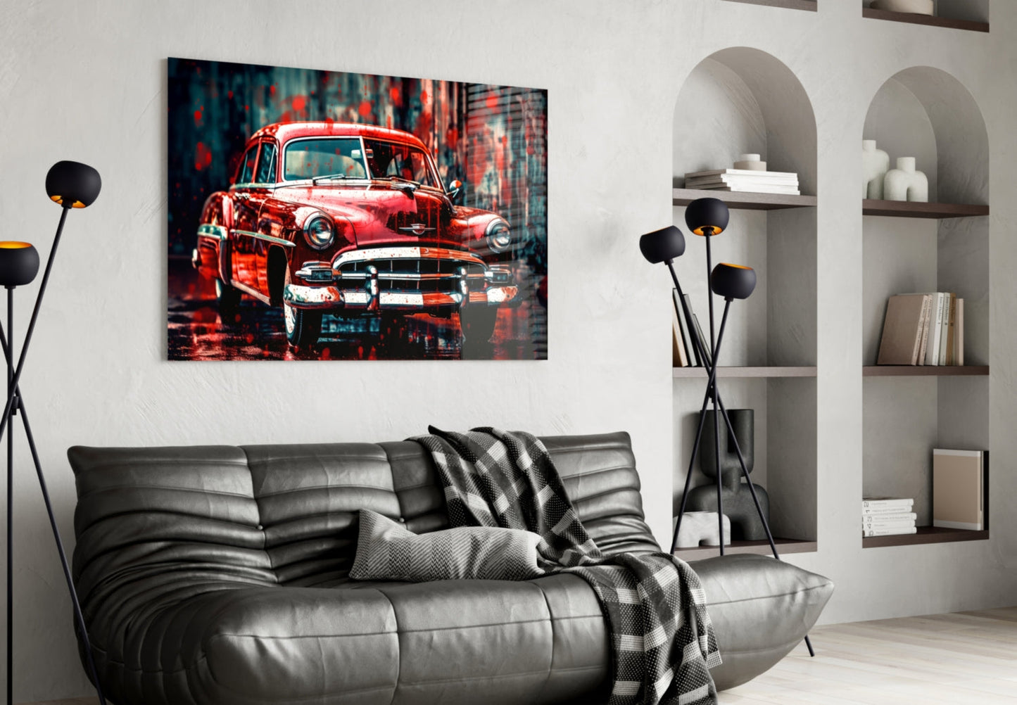 Vintage American Car Glass Wall Art || Designers Collection