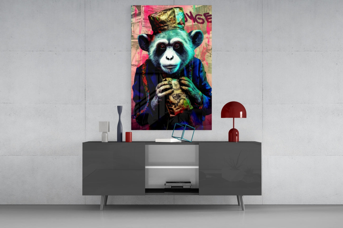 Monkey the Worker Glass Wall Art || Designer Collection