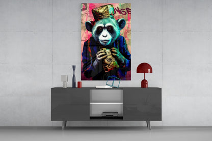Monkey the Worker Glass Wall Art || Designer Collection