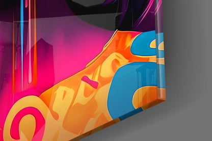 Blue Mirror Glasses Orange Lollipop Glass Wall Art