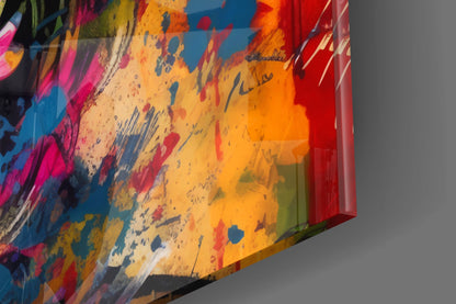 Tortoise Glasses Teal Orange Splash Glass Wall Art