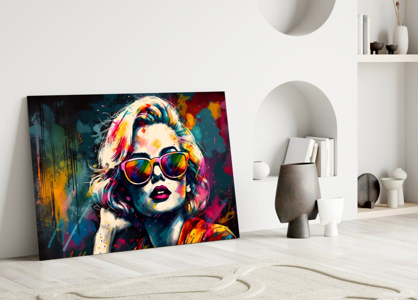 Rainbow Lens Sunglasses Splatter Face Glass Wall Art