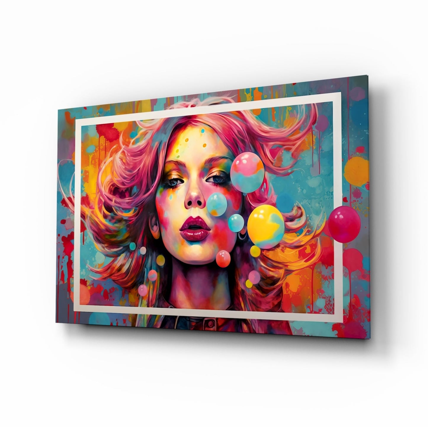 Bubbles and Kisses Glass Wall Art || Designer Collection