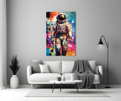 Pop Art Splash Astronaut Glass Wall Art