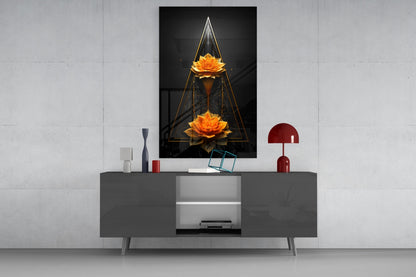 Lotus Glass Wall Art|| Designer's Collection