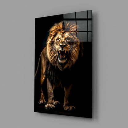 Lion in the Dark Glass Wall Art|| Designer's Collection