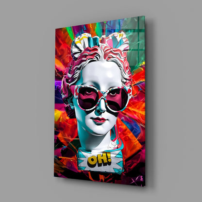 Rainbow Swirl Backdrop Statue Head Glass Wall Art