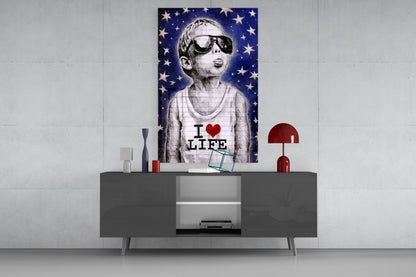 Starry Sky Sunglasses Boy Glass Wall Art