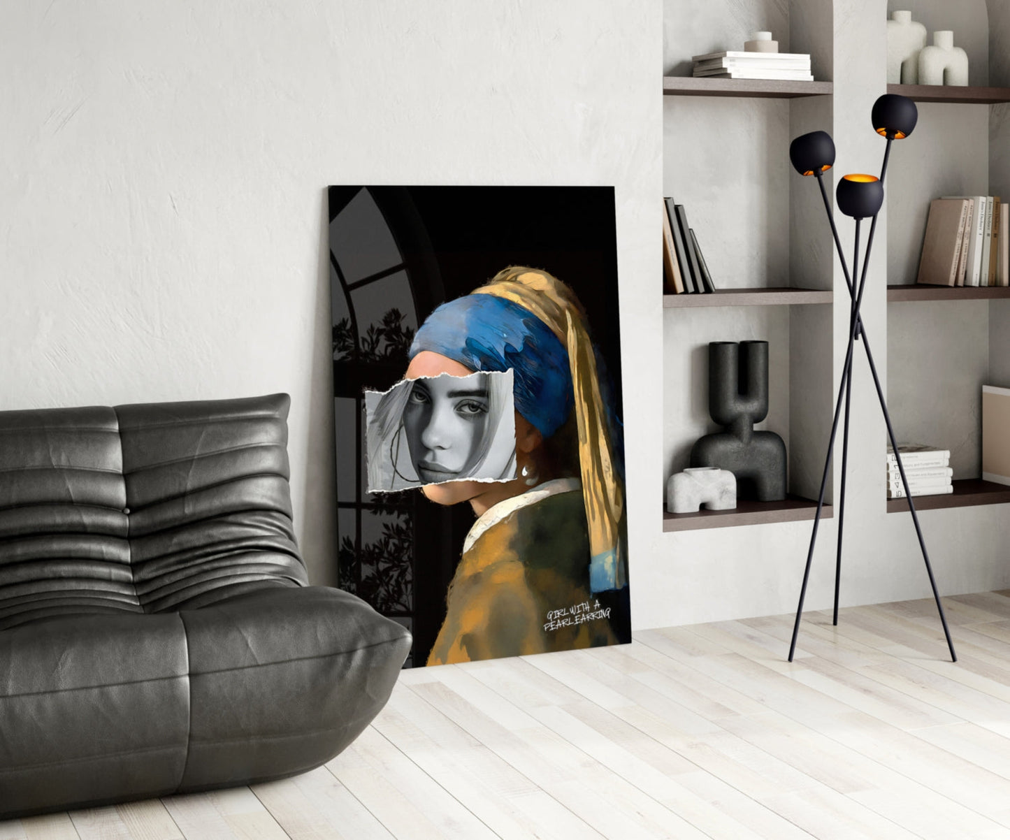 Contemporary Girl with Pearl a Earring Glass Wall Art || Designer Collection