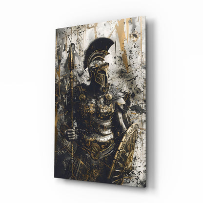 Black Gold Roman Centurion Glass Wall Art