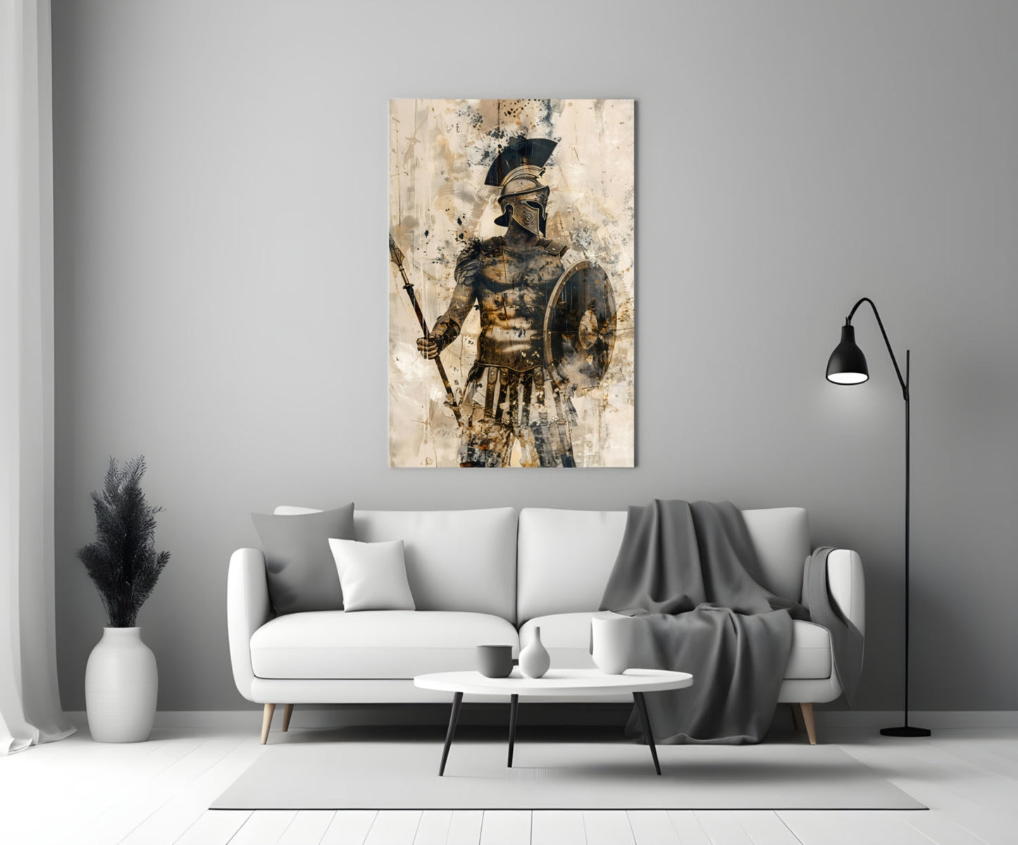 Sepia Warrior Round Shield Glass Wall Art