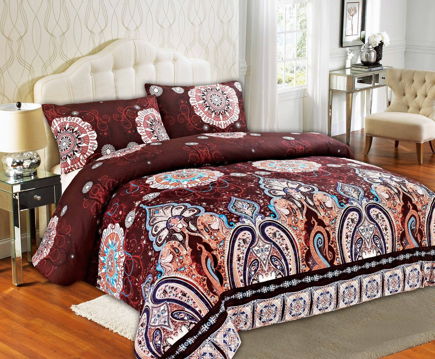 Tache Burgundy Palace Paisley Medallion Duvet Cover Twin (2810)
