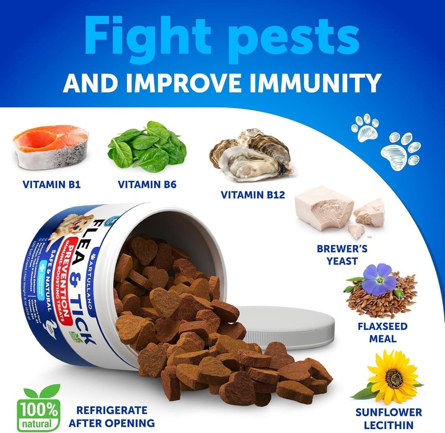Flea & Tick Chews for Dogs 240 Count 2-Pack Vitamins B1/B6/B12 All Breeds