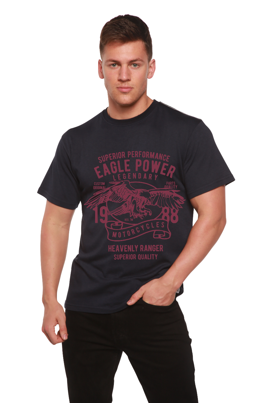 Eagle Power Men's Bamboo Viscose/Organic Cotton Short Sleeve Graphic T-Shirt - Shaketea