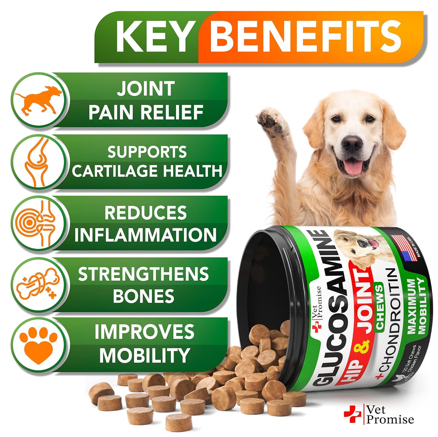 Glucosamine for Dogs Hip & Joint Supplement 120 Mobility Chews