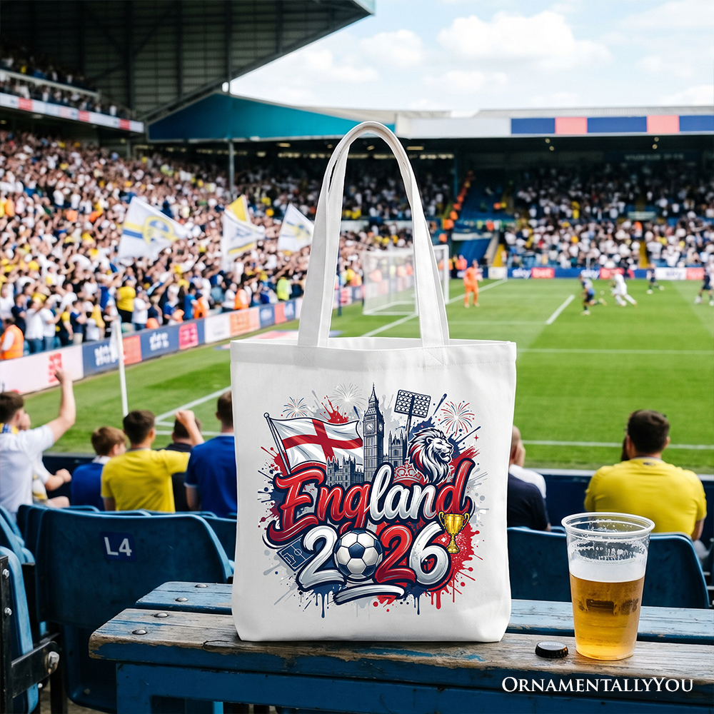 England 2026 Soccer Cup Global Championship Tote Bag, Fans Football Gift Shopper