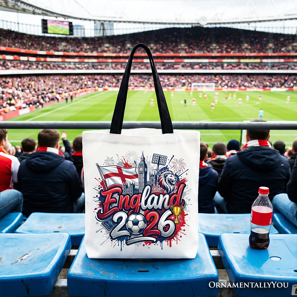 England 2026 Soccer Cup Global Championship Tote Bag, Fans Football Gift Shopper