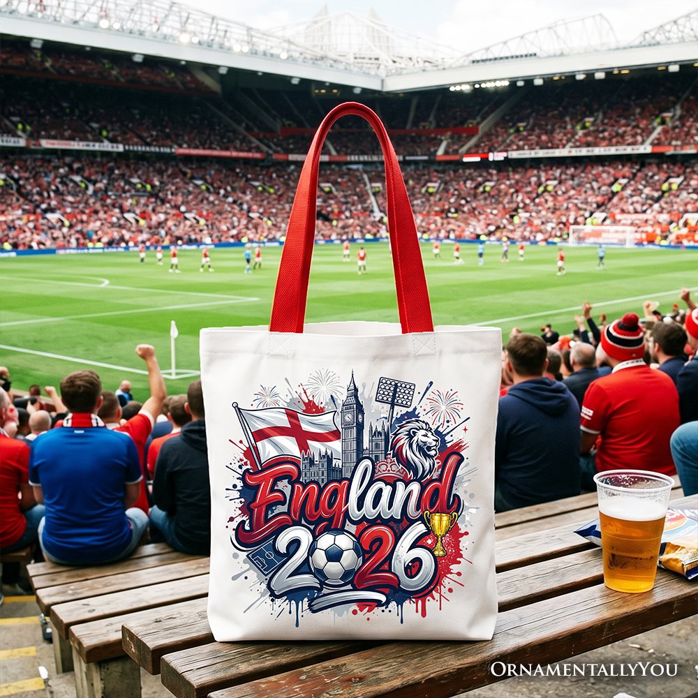 England 2026 Soccer Cup Global Championship Tote Bag, Fans Football Gift Shopper