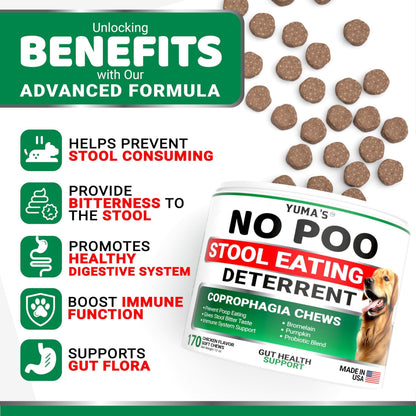 No Poo Chews for Dogs 170 Count Coprophagia Deterrent Probiotics