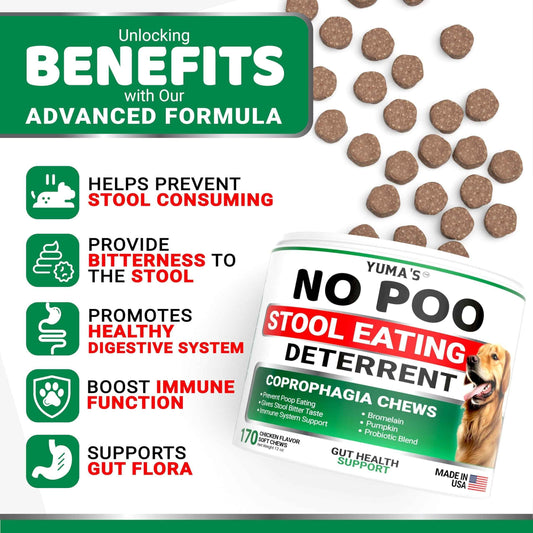 No Poo Chews for Dogs 170 Count Coprophagia Deterrent Probiotics