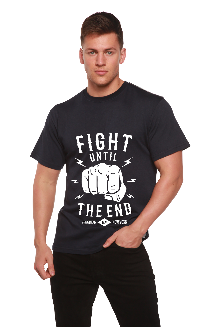 Fight Until Men's Bamboo Viscose/Organic Cotton Short Sleeve Graphic T-Shirt - Shaketea